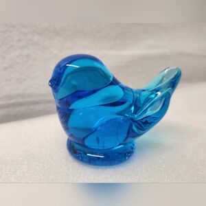 Vintage Bluebird Of Happiness Art Glass Bird Paperweight Signed by Leo Ward 1992